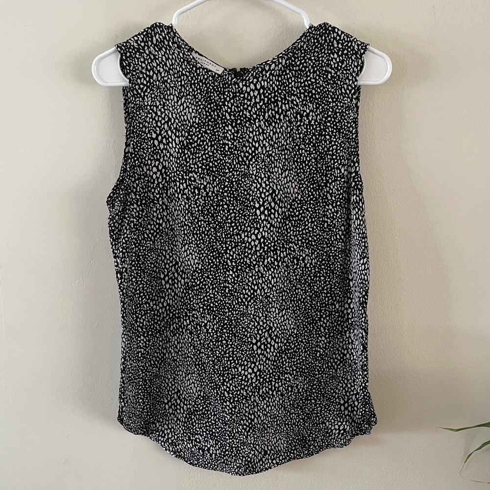 Equipment Silk Tank Top Small Womens Black White Leopard Animal Print Sleeveless